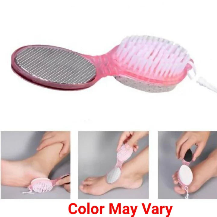 2 Pcs - 4 In 1 Foot Scraper Pedicure Tool, Scrubber Brush, Pumice Stone ,File