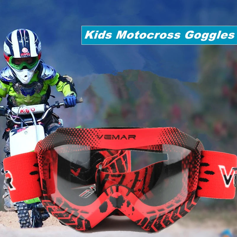 Vemar Motorcycle Glasses Kids Child Motorbike Racing Goggles MX MTB Off-Road Dirt kid Bike For motocross Helmet gafas