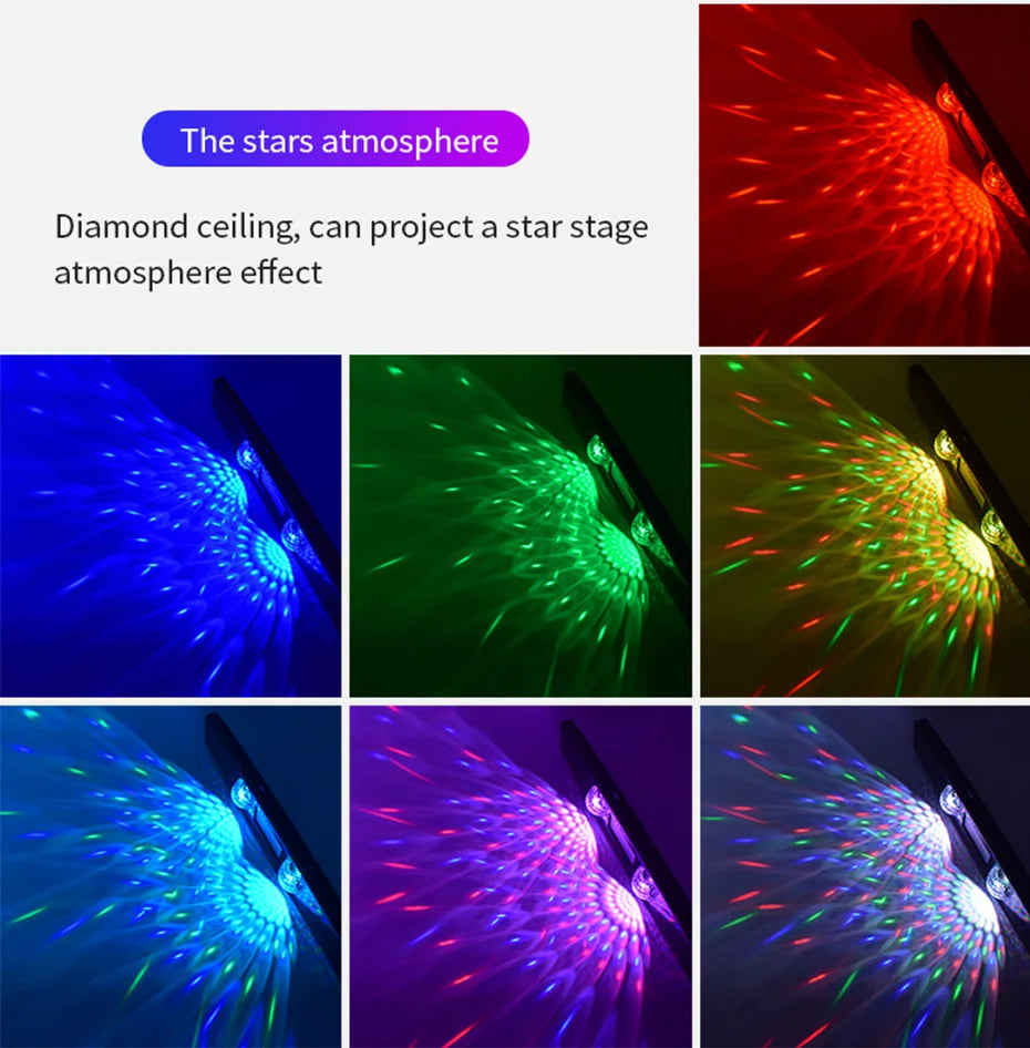 BLALION LED Car Atmosphere Lamp Wireless Voice Control RGB Roof Star Light USB Charing Auto Interior Decor Ambient Party Lights