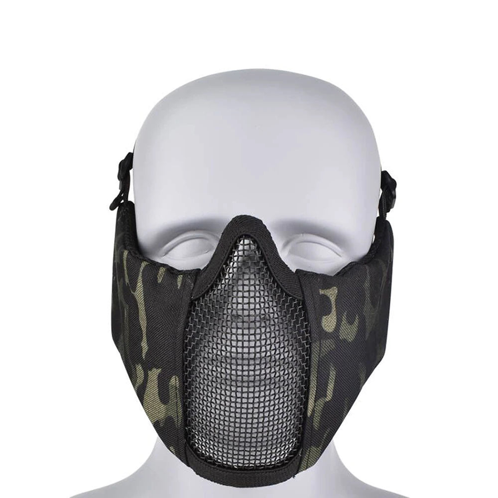 Airsoft Face Mask With Ear Mesh Face Breathable Mouth Mask Tactical Paintball Softair Protective Mask Shooting Hunting Equipment