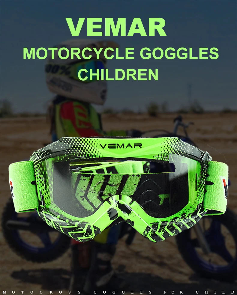 Vemar Motorcycle Glasses Kids Child Motorbike Racing Goggles MX MTB Off-Road Dirt kid Bike For motocross Helmet gafas