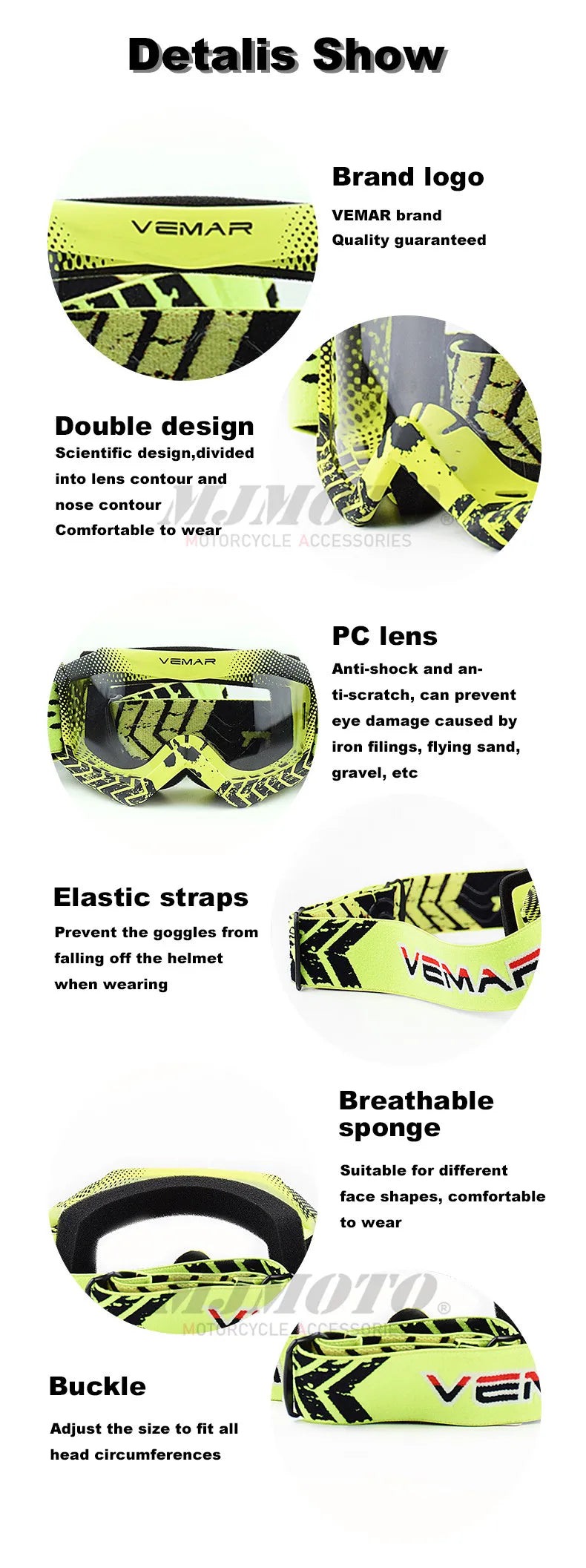 Vemar Motorcycle Glasses Kids Child Motorbike Racing Goggles MX MTB Off-Road Dirt kid Bike For motocross Helmet gafas