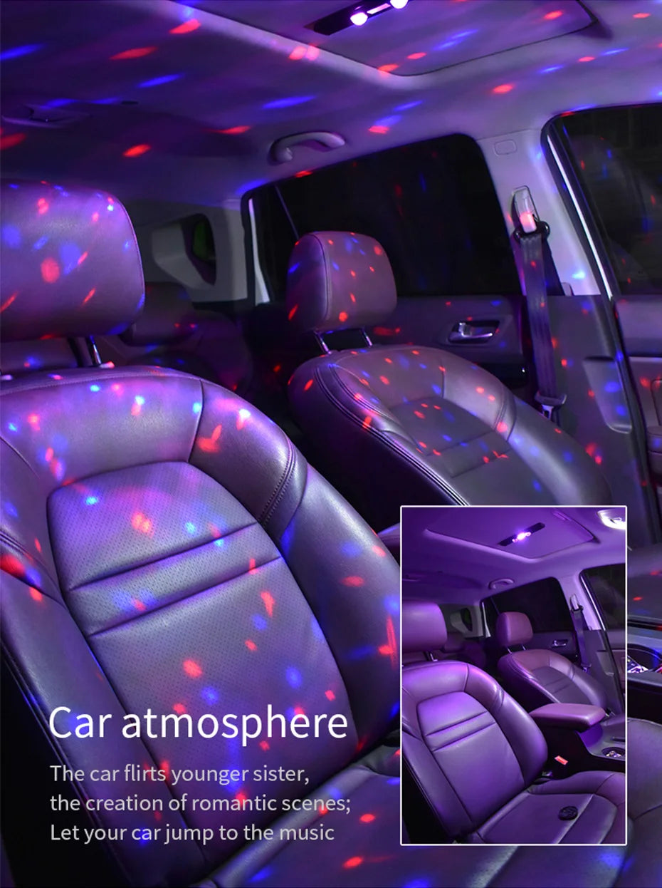 BLALION LED Car Atmosphere Lamp Wireless Voice Control RGB Roof Star Light USB Charing Auto Interior Decor Ambient Party Lights