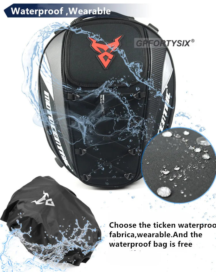 MOTOCENTRIC Waterproof Large Capacity Motorcycle Back Seat Bag motorcycle tail bag Multifunction Helmet Motocross Backpack