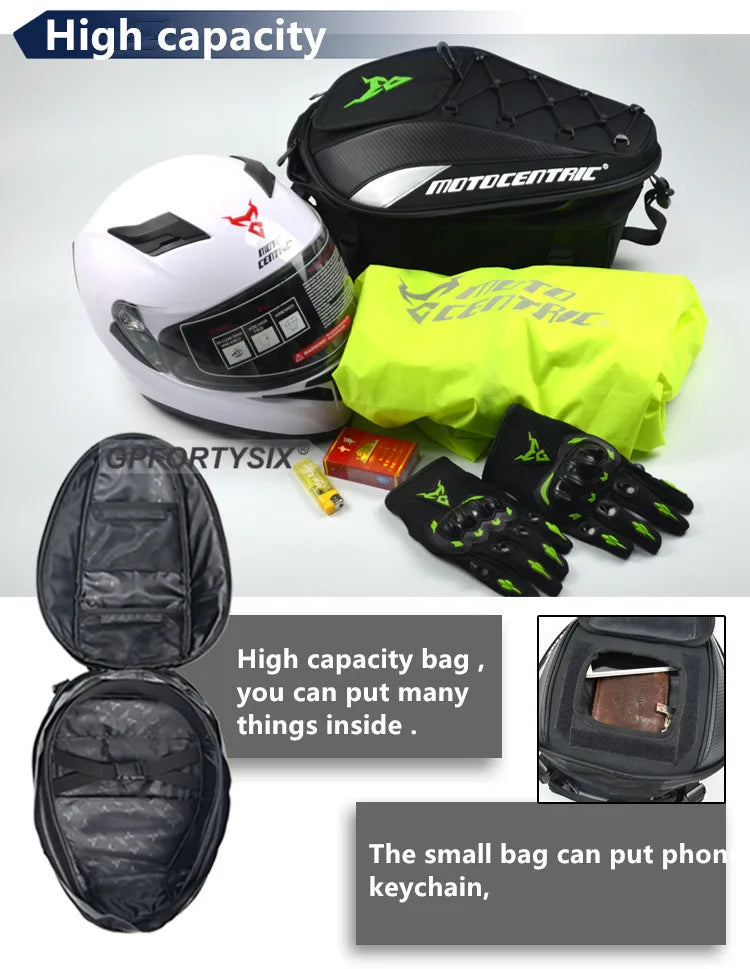 MOTOCENTRIC Waterproof Large Capacity Motorcycle Back Seat Bag motorcycle tail bag Multifunction Helmet Motocross Backpack