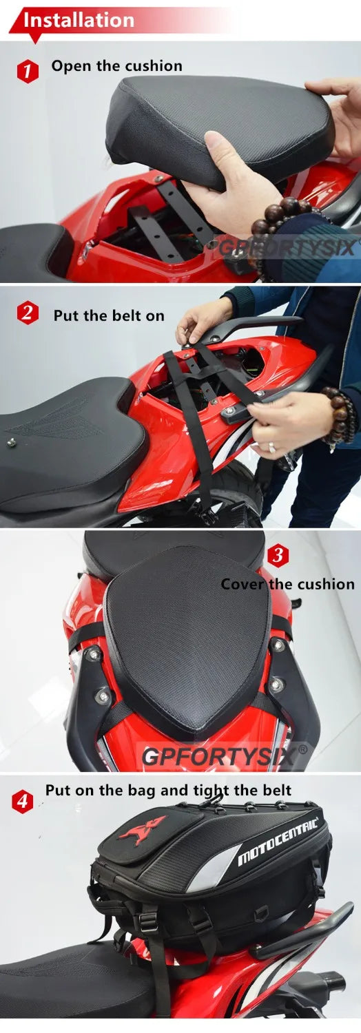 MOTOCENTRIC Waterproof Large Capacity Motorcycle Back Seat Bag motorcycle tail bag Multifunction Helmet Motocross Backpack