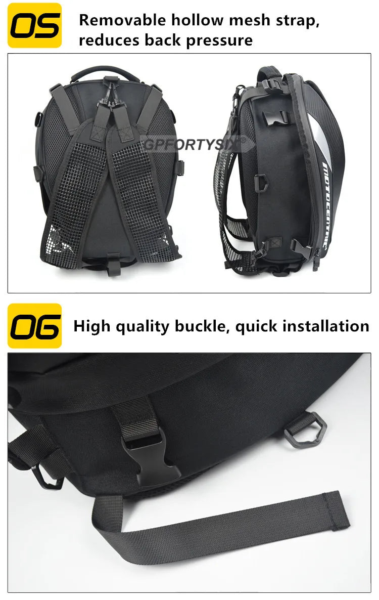 MOTOCENTRIC Waterproof Large Capacity Motorcycle Back Seat Bag motorcycle tail bag Multifunction Helmet Motocross Backpack