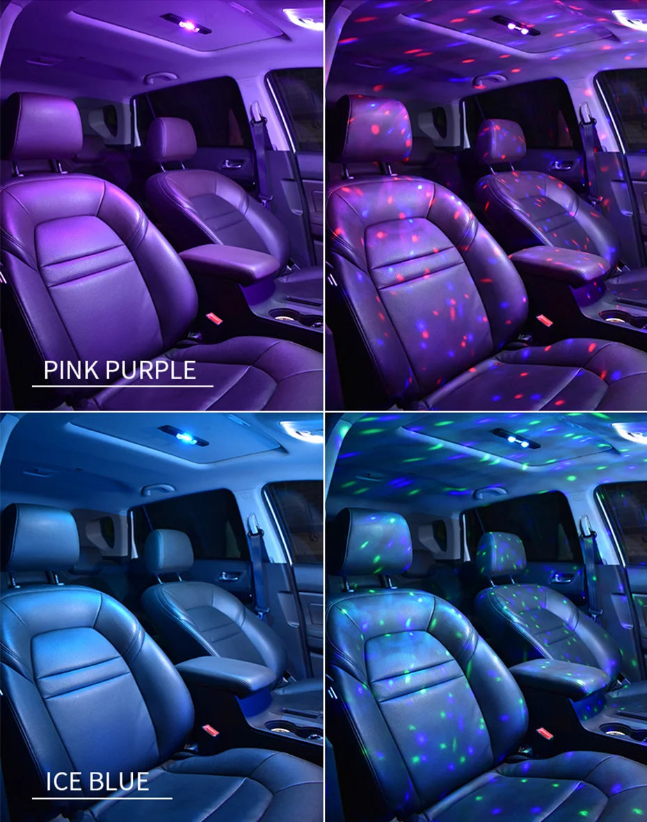 BLALION LED Car Atmosphere Lamp Wireless Voice Control RGB Roof Star Light USB Charing Auto Interior Decor Ambient Party Lights