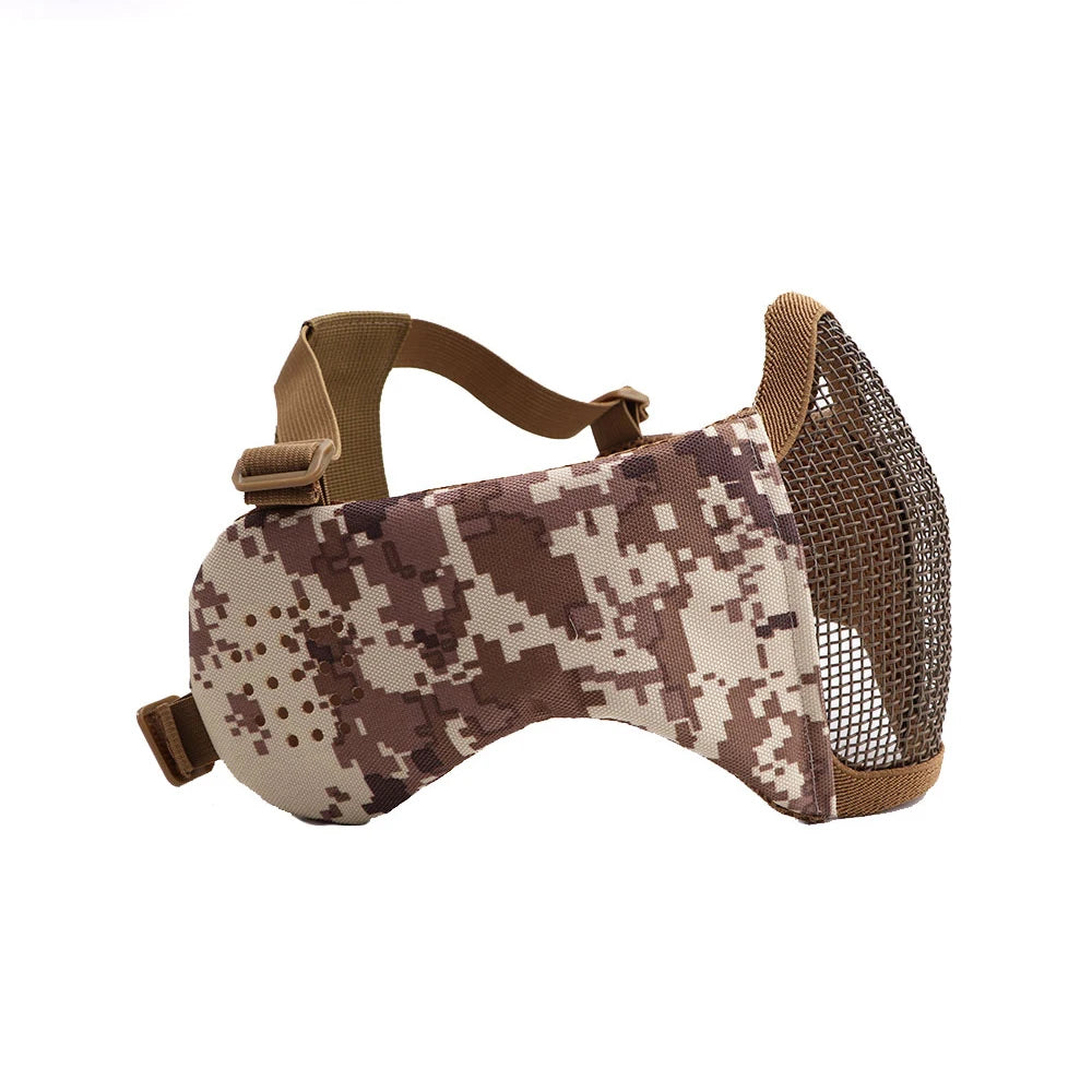 Airsoft Face Mask With Ear Mesh Face Breathable Mouth Mask Tactical Paintball Softair Protective Mask Shooting Hunting Equipment