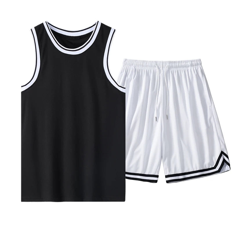 NASA GISS Summer Solid Ice Silk Tank Top Sports Set Basketball Suit Sleeveless T-shirt Shorts Large Men's Training Clothes
