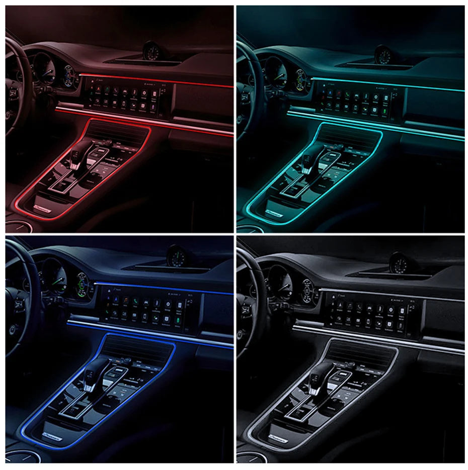 BLALION 2M/3M/4M/6M Car Interior Lighting LED Strip Decoration EL Wiring Neon Auto Flexible Ambient Light Party Atmosphere Diode