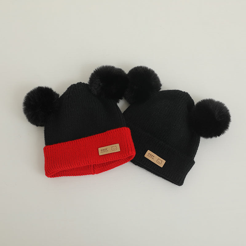Cozy Winter Baby Hat Soft Cartoon Mouse Head Hat for Girls Boys Pom Pom Ball Hat for Kids Outdoor Warm Newborn Cap Infant Hats