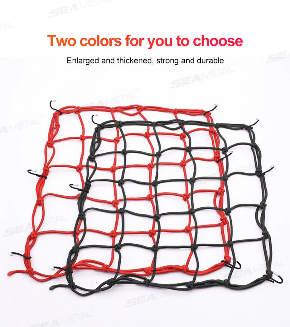 BLALION Motorcycle Luggage Net Bike 6 Hooks Hold Down Fuel Tank Luggage Mesh Web Styling High Quality Moto Adjustable Cargo Net