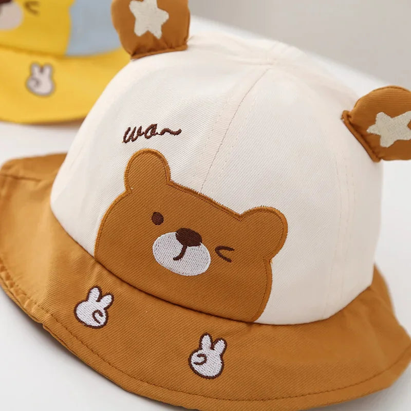 Baby Boy Sun Hat Kids Summer Fisherman's Hat Baby Girls Sun Cap Cute Bear Cartoon Frog Children Bucket Hat