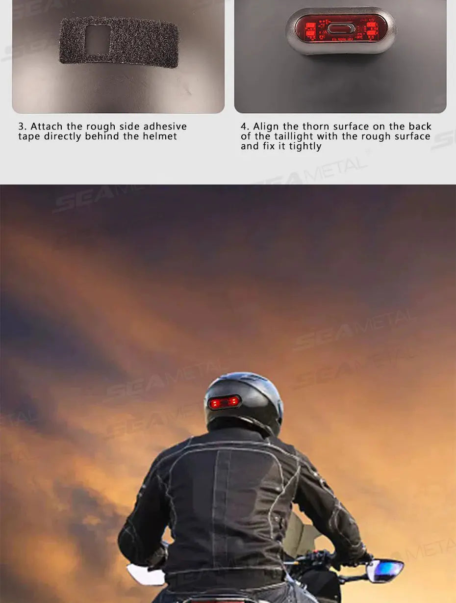 BLALION Motorcycle Helmet Light Bike Taillight Waterproof USB Rechargeable Bicycle Helmet Taillight Safety Signal Warning Lamp
