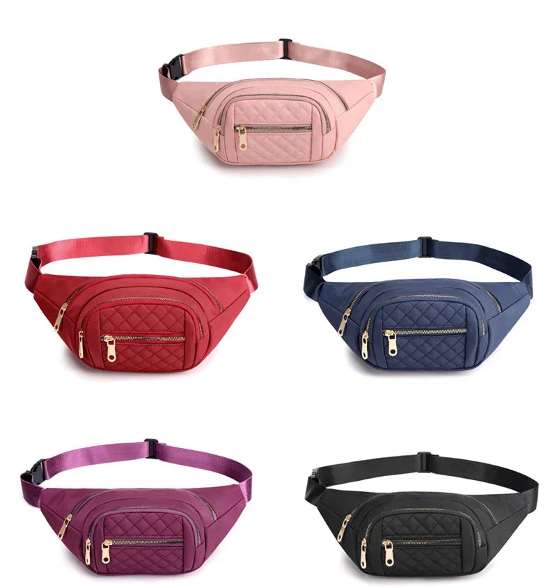 Simple Nylon Waist Bag, Multi Zipper Chest Bag, Casual Crossbody Fanny Pack For Outdoor Sport Running Hiking Cycling