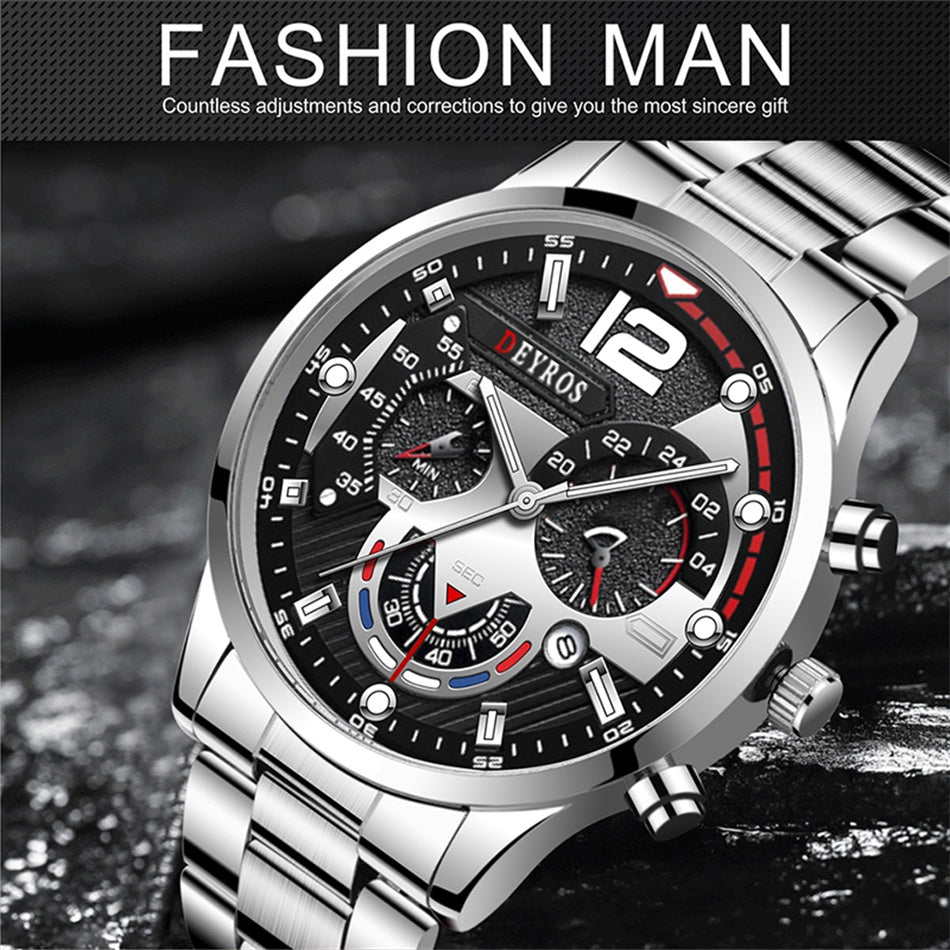 Men Luxury Watches Male Gold Bracelet Stainless Steel Quartz Calendar Watch Business Luminous Clock