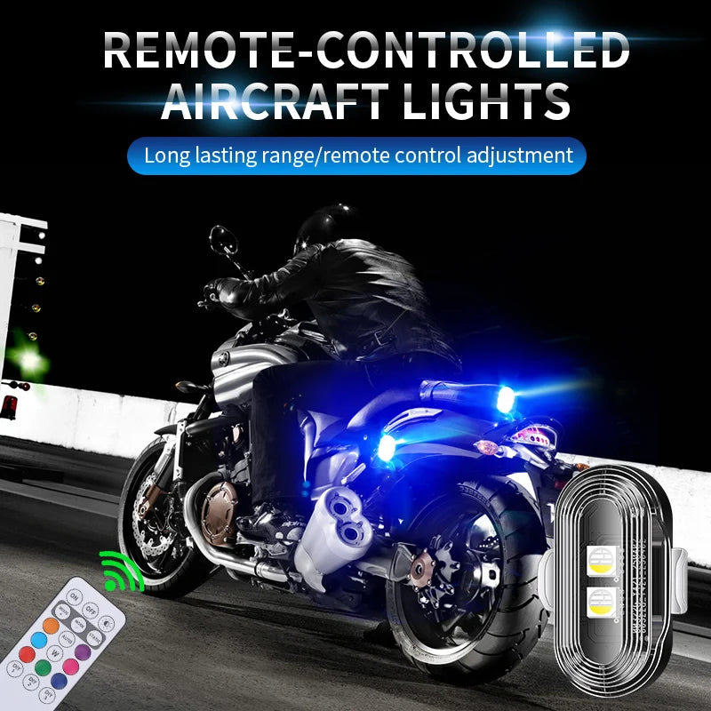 BLALION Car Motorcycle RGB Strobe Lights 8 Colors LED Flash Position Wireless Light Aircraft Airplane Helicopter Warning Lights