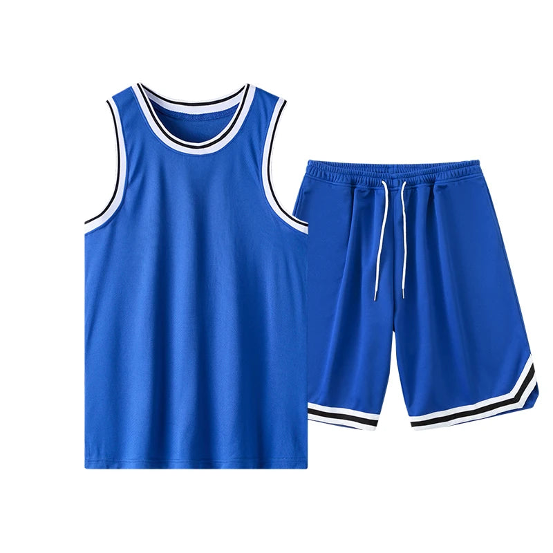 NASA GISS Summer Solid Ice Silk Tank Top Sports Set Basketball Suit Sleeveless T-shirt Shorts Large Men's Training Clothes