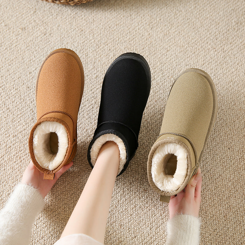 Snow Boots Women's Short Tube Thickened Cotton Shoes Non-slip Winter New Shoes Student Women's Shoes 2023 Black Boots