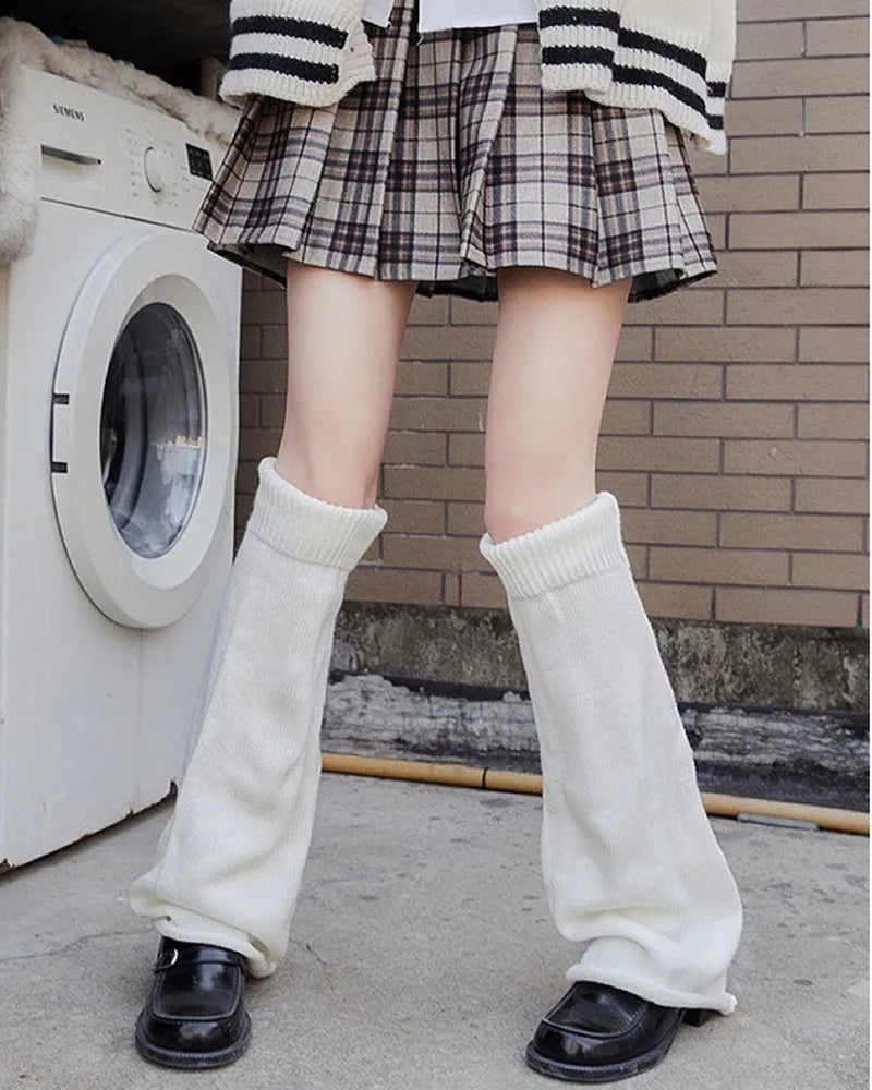 New Japanese Lolita Sweet Girl Leg Warmer Knit Socks Wool Ball Knitted Foot Cover Cosplay Women Autumn Winter Heap Heap Socks