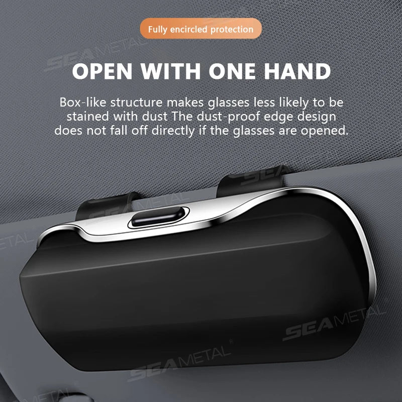 BLALION Car Glasses Box Portable Press Switch Sunglasses Holder Stable Shock-proof Driving Glasses Holder Eyeglass Storage Case