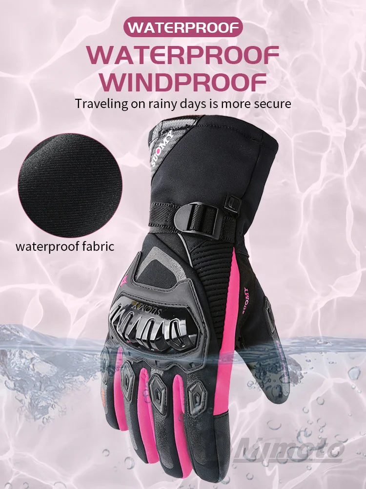 Suomy Winter Warm Motorcycle Gloves Windproof Waterproof Female Motorbike Riding Gloves Women Pink Motocross Moto Guantes