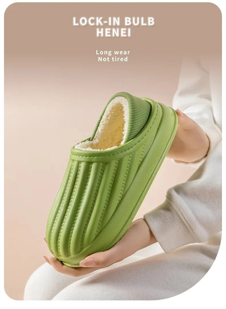Winter Warm Cotton Slippers for WOMEN'S Home Wear, Thickened Waterproof, Snow Proof, Warm and Minimalist Couple Cotton Shoes