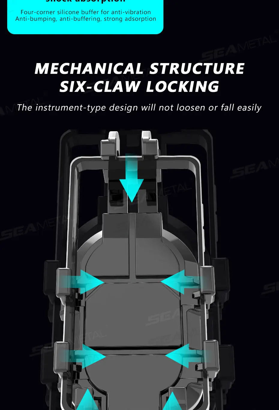 BLALION Motorcycle Riding Shock Absorption Mobile Phone Bracket Eight Claw Fixed Bracket for 4.7-7.1 inch Smartphone Shockproof