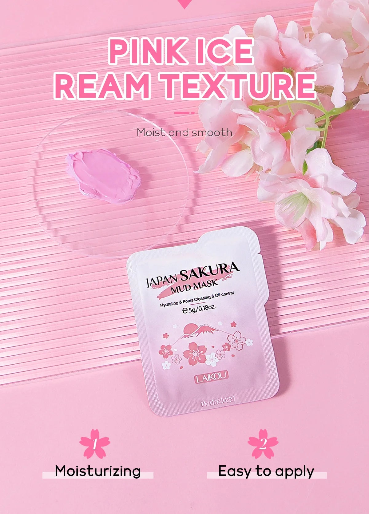 LAIKOU Japan Sakura Solid Mask Deep Cleansing Oil Control Balance Antioxidan Shrink Pores Remove Blackheads Mud Mask 5g