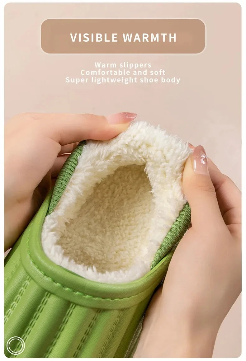 Winter Warm Cotton Slippers for WOMEN'S Home Wear, Thickened Waterproof, Snow Proof, Warm and Minimalist Couple Cotton Shoes