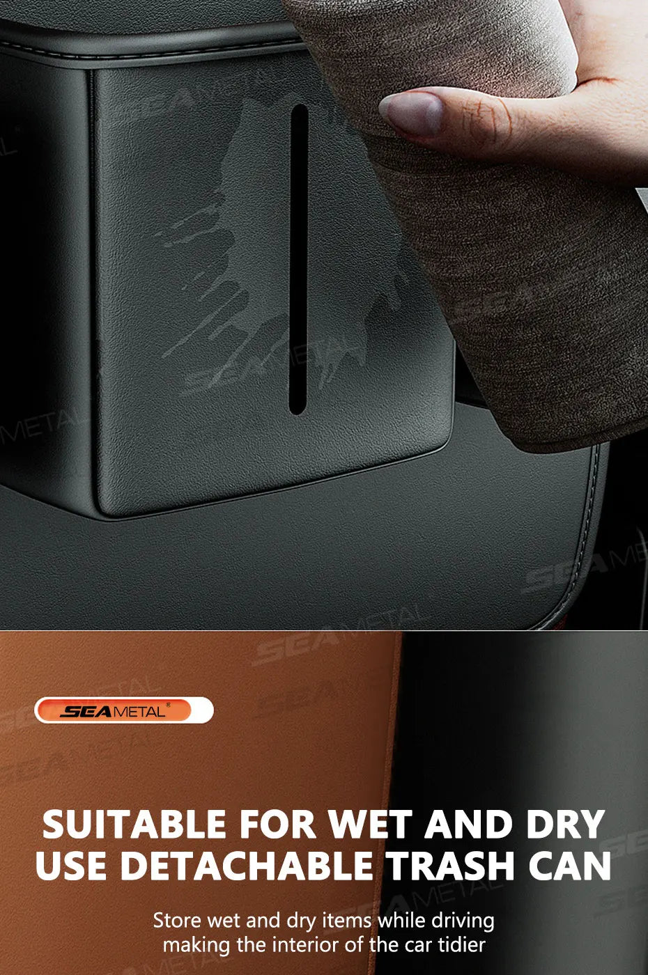 BLALION Car Seat Back Organizer PU Anti Kick Pad Short Auto Tissue Pocket Storage Bag With Cup Holder Trash Can Bin Accessories