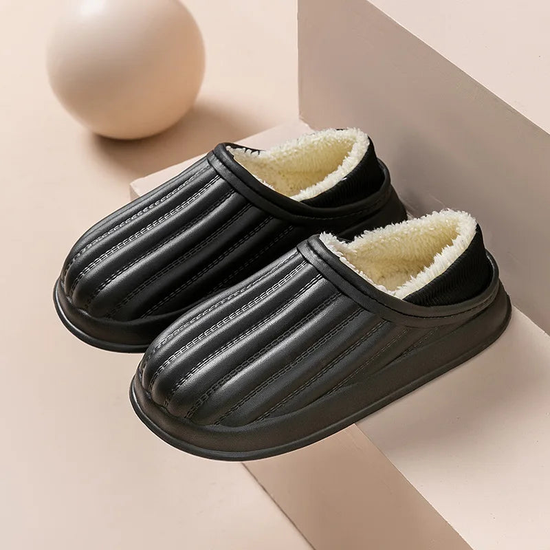 Winter Warm Cotton Slippers for WOMEN'S Home Wear, Thickened Waterproof, Snow Proof, Warm and Minimalist Couple Cotton Shoes