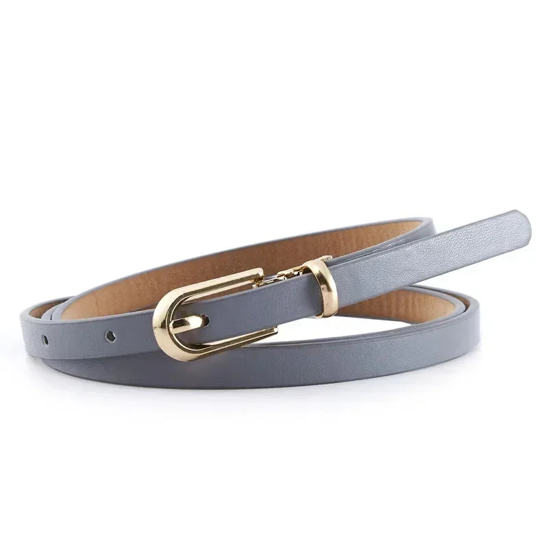 PU Leather Dress Skirt Waist Elastic Thin Belts Ladies Waistband Fashion Belts for Women Luxury Design Women Double Pearl Belt