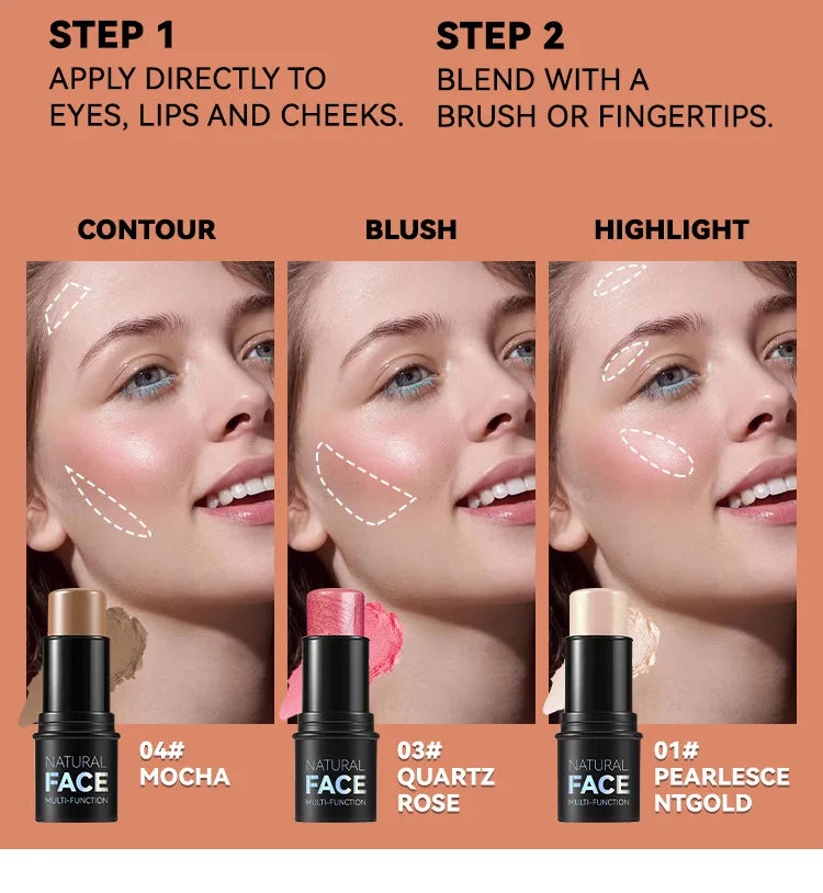 Magic Blush Stick Cheek Lip Tinted Moistured Blush Stick Silky Brighten Blush Cream Blusher Cosmetics Tubes Matte Contour