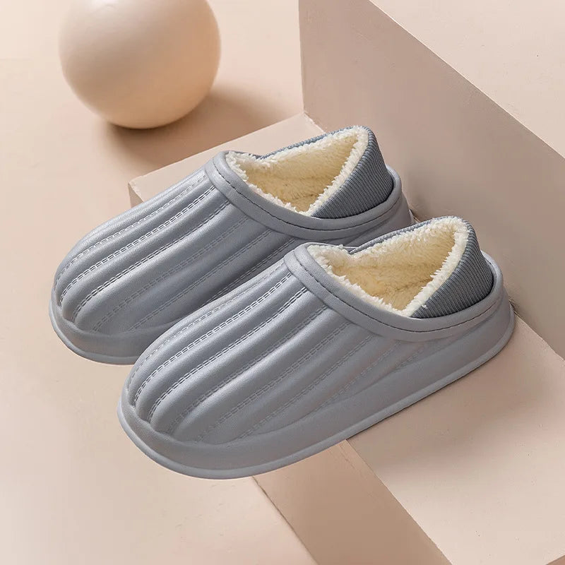 Winter Warm Cotton Slippers for WOMEN'S Home Wear, Thickened Waterproof, Snow Proof, Warm and Minimalist Couple Cotton Shoes
