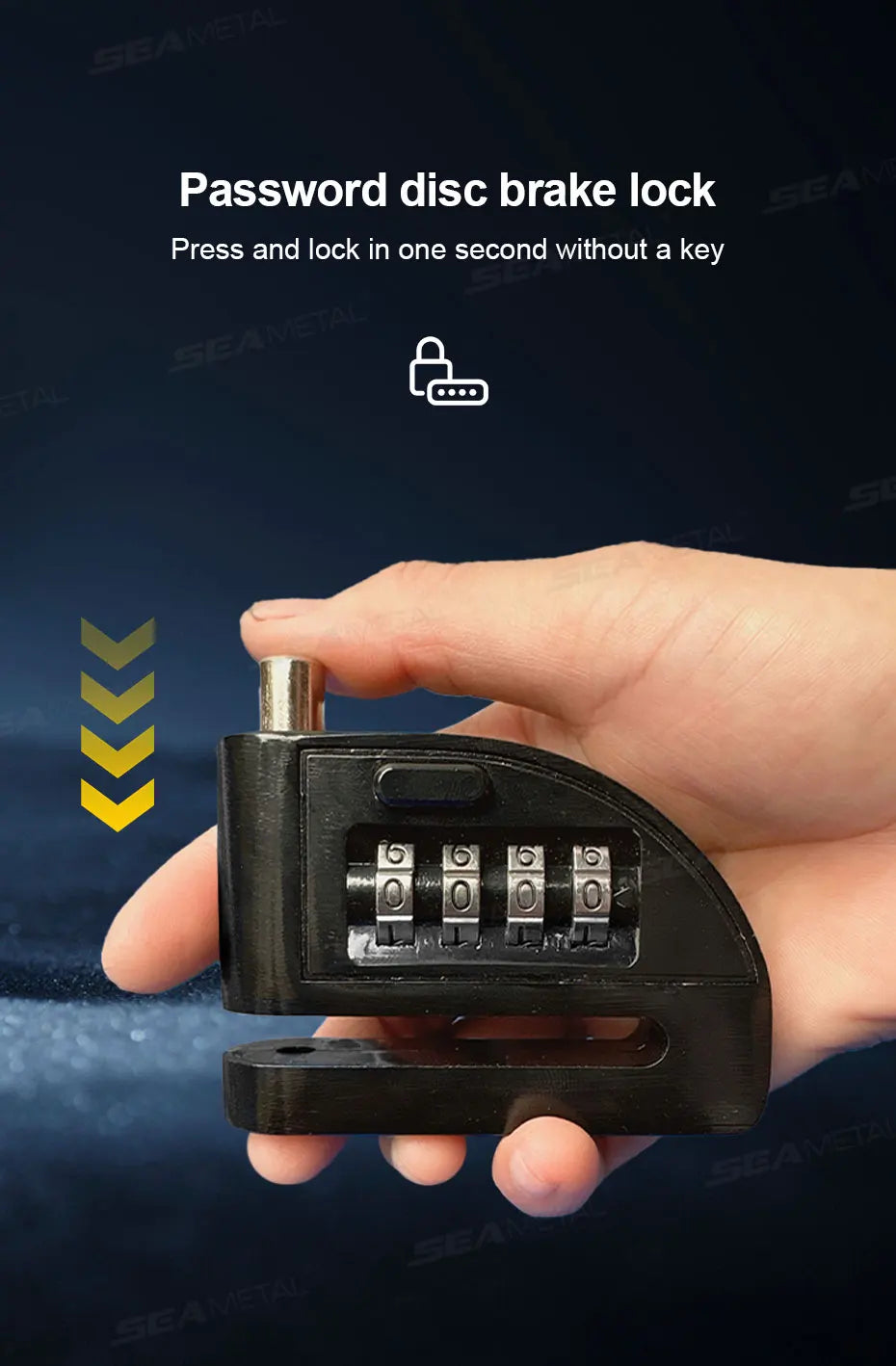 BLALION Motorcycle Scooter Wheel Password Disc Brake Lock Anti-pry Disc Lock Protect Rust-proof Electric Bike Anti-theft Lock