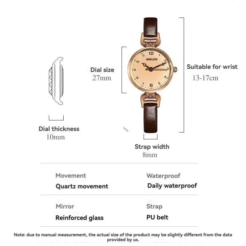 Kegllect Ladies Small Dial Quartz Watch Women Minimalist PU Belt Watches Classic Pointer Wristwatch for Girls