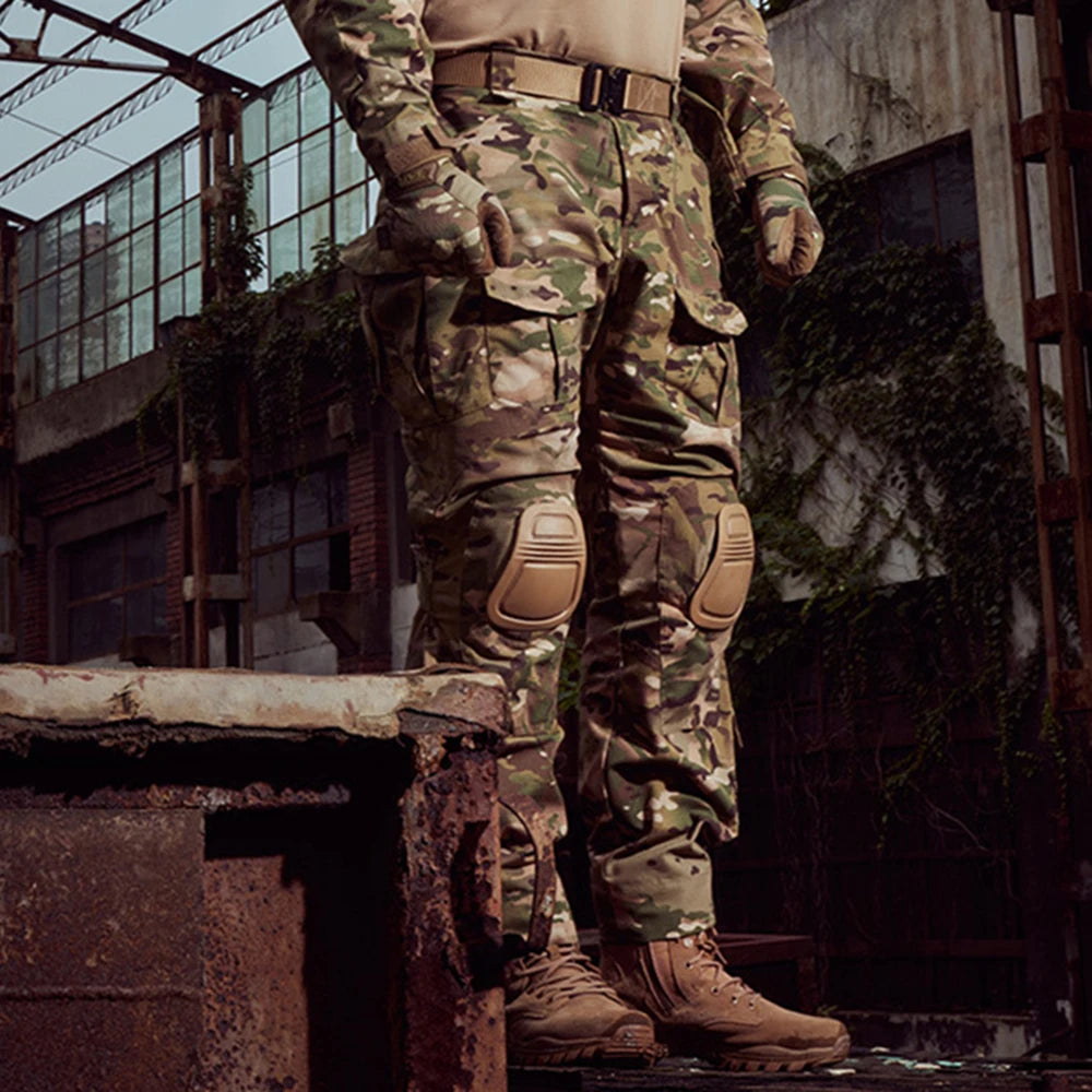 Men Combat Camo Cargo Pants Outdoor Tactical Training Trousers Camouflage Multicam Trekking Hunting Clothes