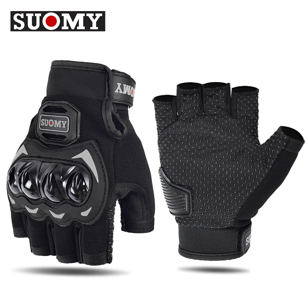 SUOMY Summer Half Finger Motorcycle Gloves Shockproof Non-slip Motocross Racing Fingerless Gloves Moto Biker Cycling Gloves