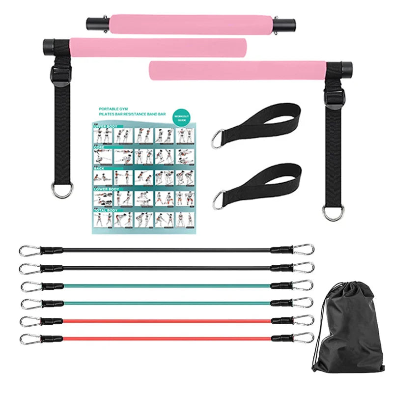Resistance Band Portable Pilates Stick For Home Fitness, Full Body Exercise, Chest Expansion, Back Training, And Body Stretching