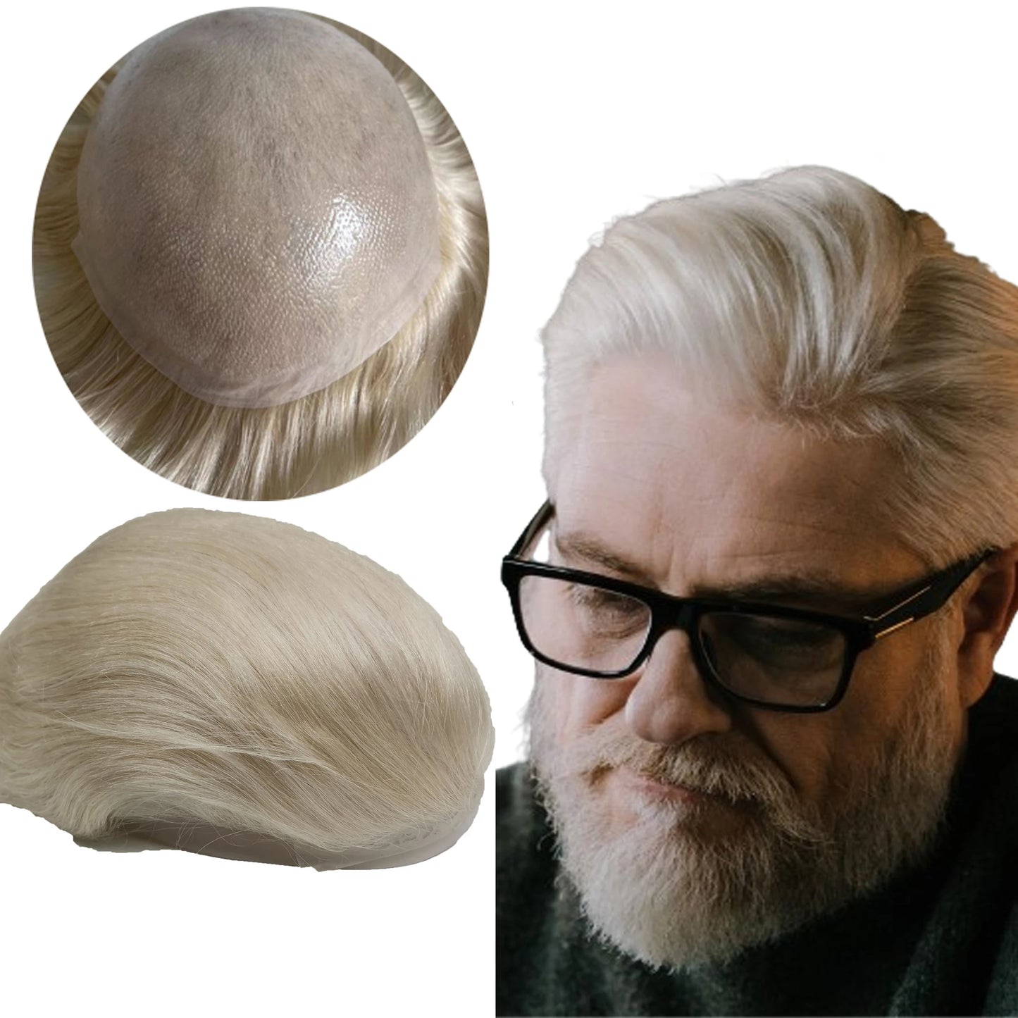 Toupee for Men 0.04mm Thin Skin PU Human Hair Prosthesis and Hair Units Hair Replacement System base 10*8