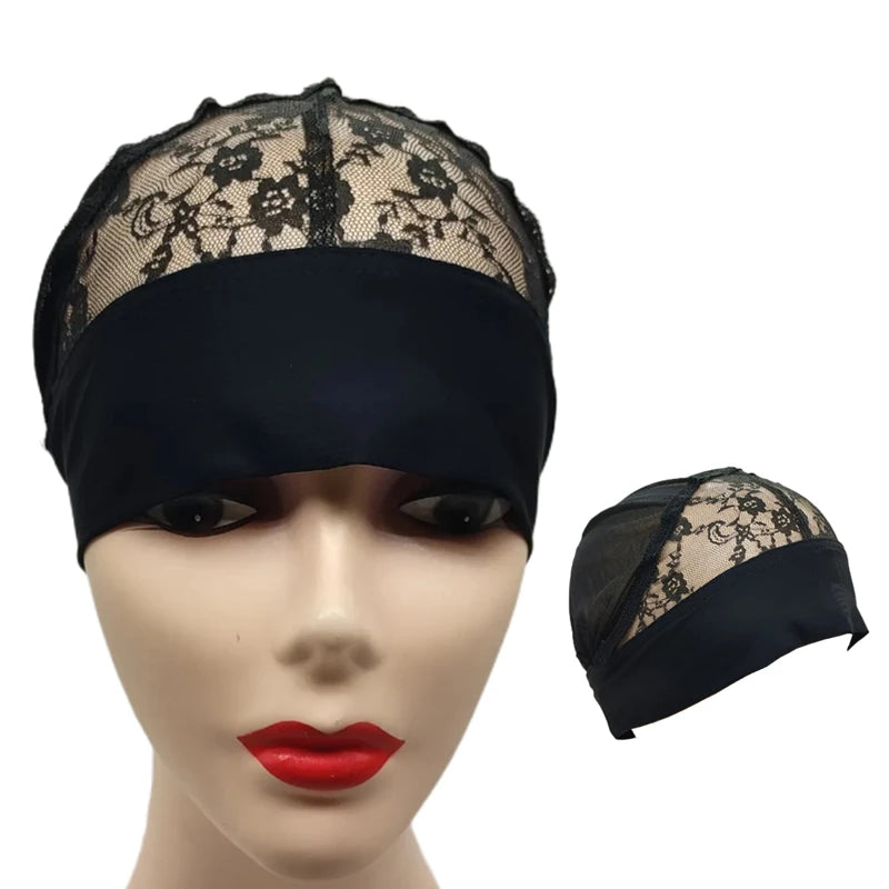 1PC Headband Wig Cap Lace Mesh Wig Caps Wig Grip Cap with Adjustable Elastic Band for Making Wigs