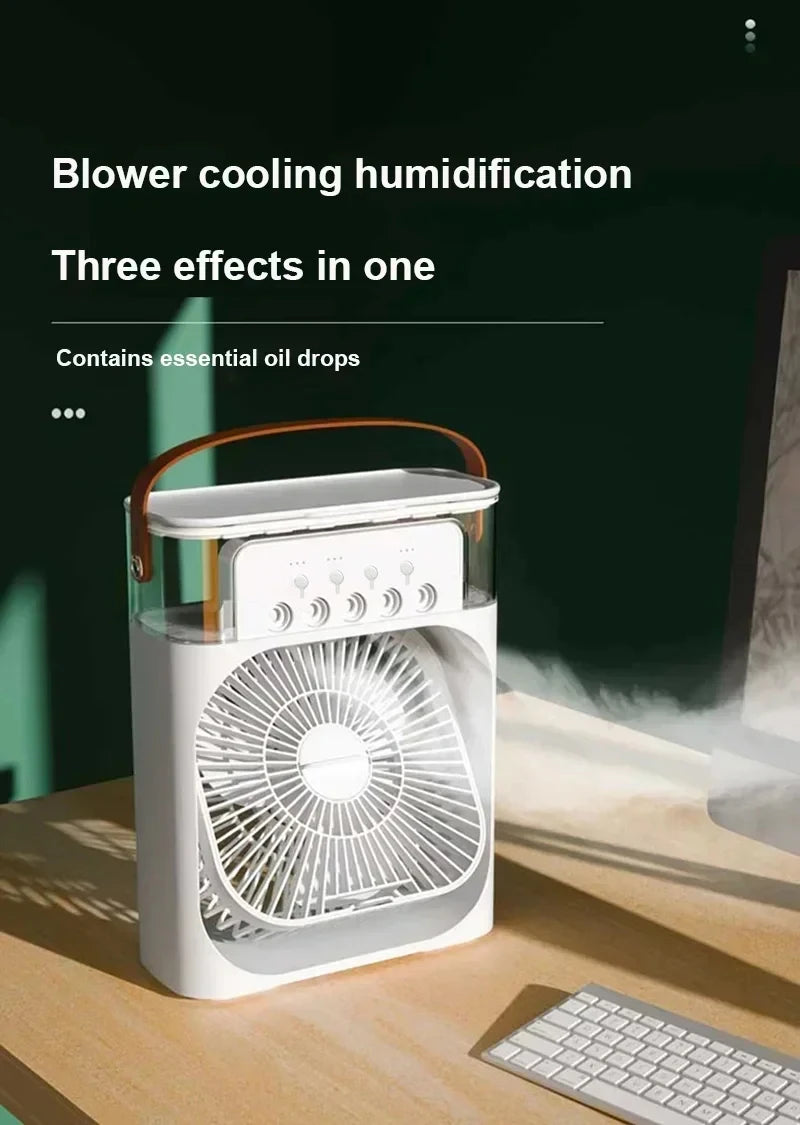 New 3 In 1 Fan AIr Conditioner Household Small Air Cooler LED Night Light Portable Humidifier Air Adjustment Fan Office Home Fan