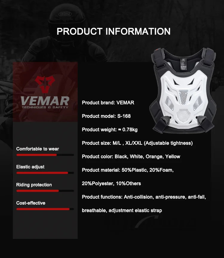Professional Motorcycle Armor Vest Body Protective Gear Motocross DH MX MTB Dirt Bike Chest Back Protectors Moto Equipment