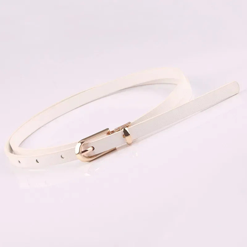 PU Leather Dress Skirt Waist Elastic Thin Belts Ladies Waistband Fashion Belts for Women Luxury Design Women Double Pearl Belt