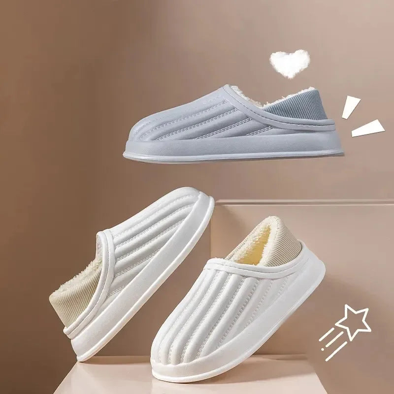 Winter Warm Cotton Slippers for WOMEN'S Home Wear, Thickened Waterproof, Snow Proof, Warm and Minimalist Couple Cotton Shoes