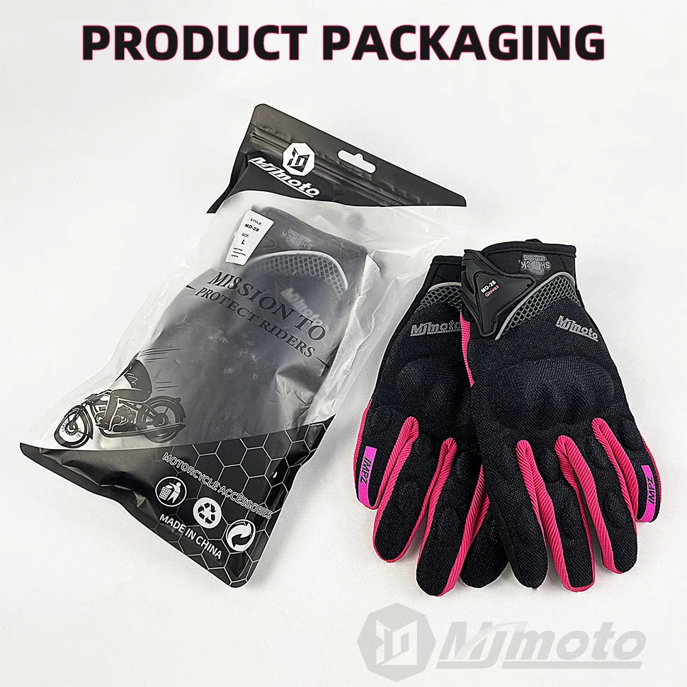 MJMOTO Women Pink Motorcycle Gloves Summer Lady Breathable Motocross Motorbike Gloves Moto Bicycle Cycling Gloves For Female