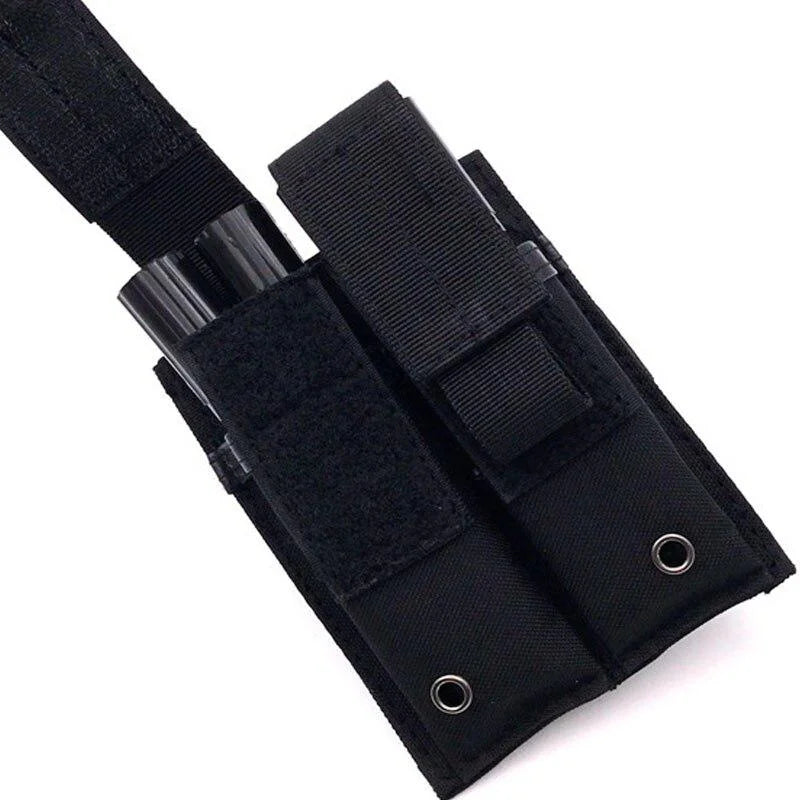 Pistol Magazine Pouch Tactical Double Molle Belt Dual Mag Bag Flashlight Holder Attachment Package Gun Hunting Accessories