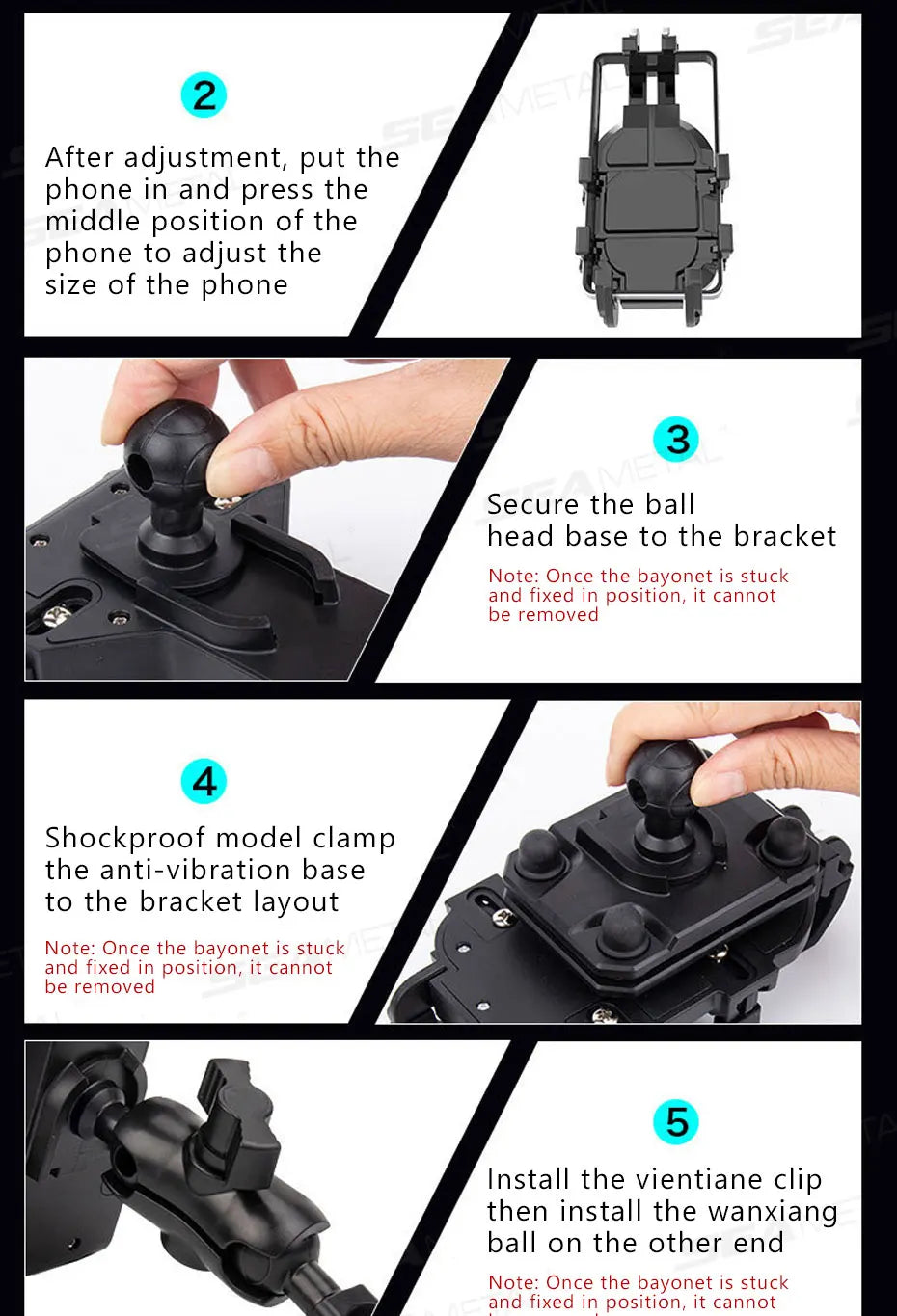 BLALION Motorcycle Riding Shock Absorption Mobile Phone Bracket Eight Claw Fixed Bracket for 4.7-7.1 inch Smartphone Shockproof